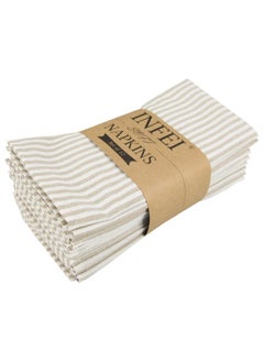 INFEI Plain Striped Cotton Linen Blended Dinner Cloth Napkins - Set of 12 (40 x 30 cm) - for Events & Home Use (Beige) - pzsku/Z60EFEE67A00BEC6F8D6FZ/45/_/1736571347/8c104703-afd5-422f-88e4-536315fae014