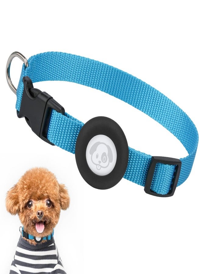 SimpleThings Compatible with Airtag Dog Collar, Adjustable Air Tag Dog Collar with Durable Quick Snap Buckle, Imitation Nylon Dog Collar with Waterproof Apple Airtag Holder for Small Dogs (S（6"-16"）, Blue) - Image 1