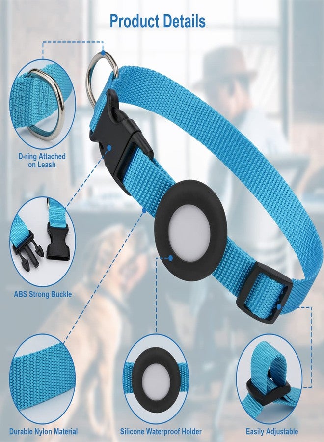 SimpleThings Compatible with Airtag Dog Collar, Adjustable Air Tag Dog Collar with Durable Quick Snap Buckle, Imitation Nylon Dog Collar with Waterproof Apple Airtag Holder for Small Dogs (S（6"-16"）, Blue) - Image 3