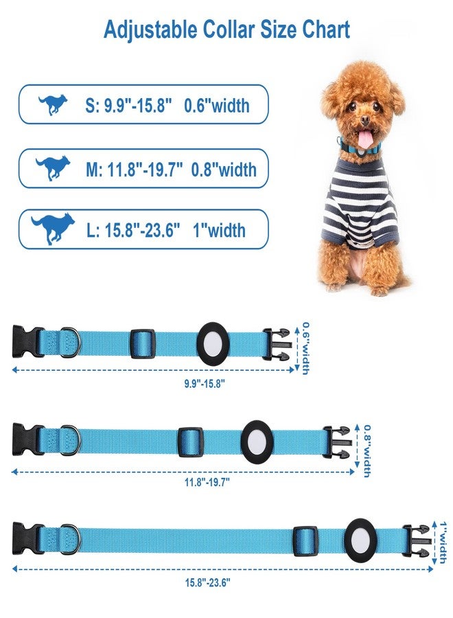 SimpleThings Compatible with Airtag Dog Collar, Adjustable Air Tag Dog Collar with Durable Quick Snap Buckle, Imitation Nylon Dog Collar with Waterproof Apple Airtag Holder for Small Dogs (S（6"-16"）, Blue) - Image 4