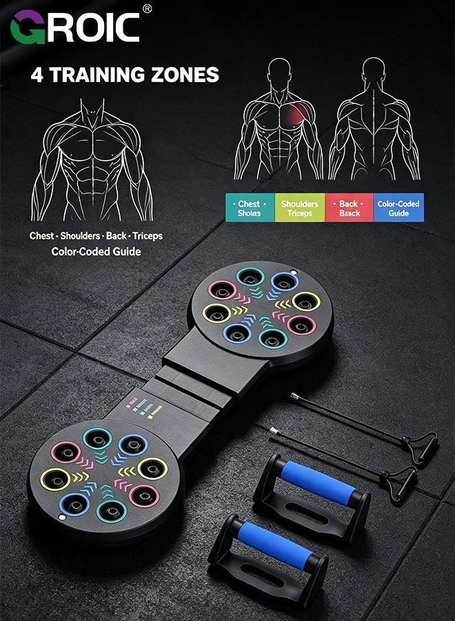 GROIC Multifunctional Push-Up Board with Resistance Bands & Handles – Fitness Board Home Gym Equipment for Chest, Shoulders, Back & Triceps Training - Image 4