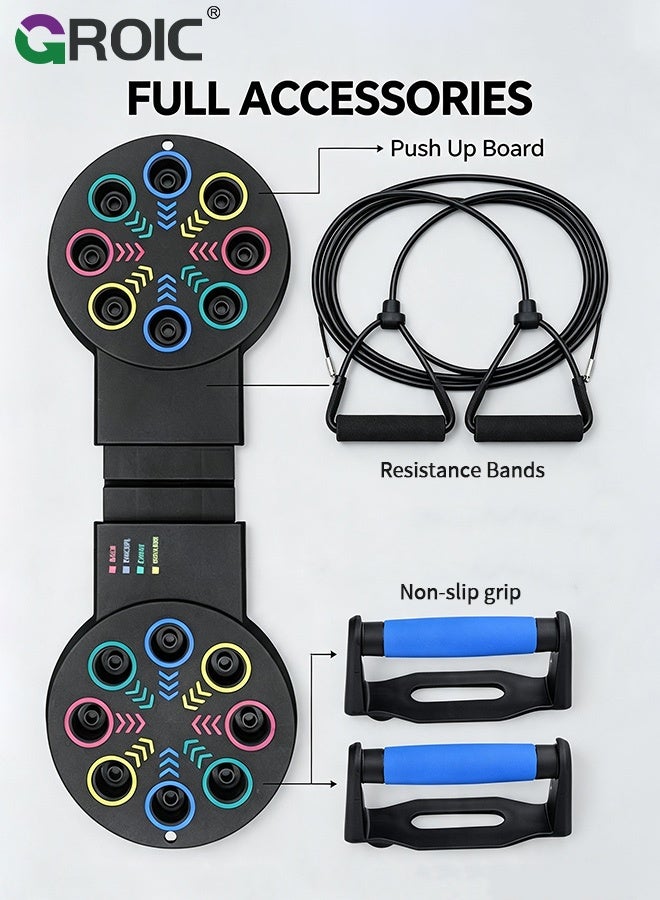 GROIC Multifunctional Push-Up Board with Resistance Bands & Handles – Fitness Board Home Gym Equipment for Chest, Shoulders, Back & Triceps Training - Image 5