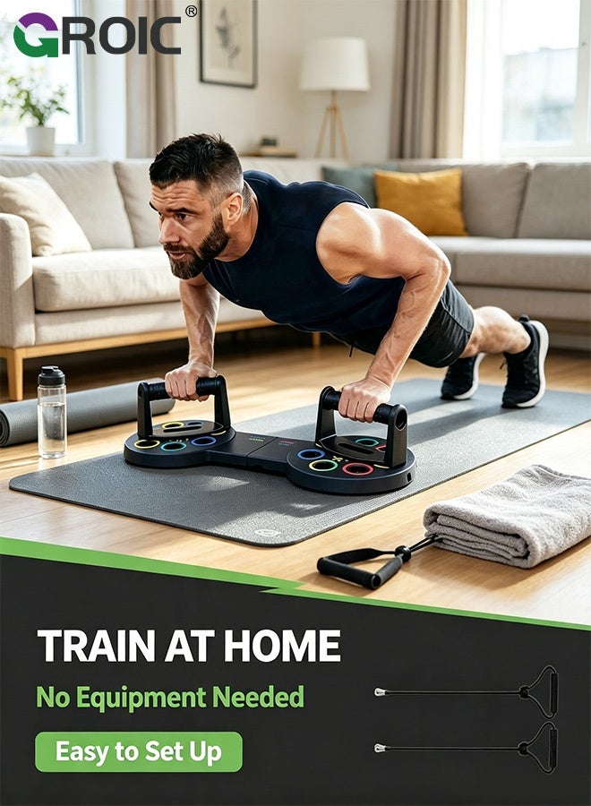 GROIC Multifunctional Push-Up Board with Resistance Bands & Handles – Fitness Board Home Gym Equipment for Chest, Shoulders, Back & Triceps Training - Image 2