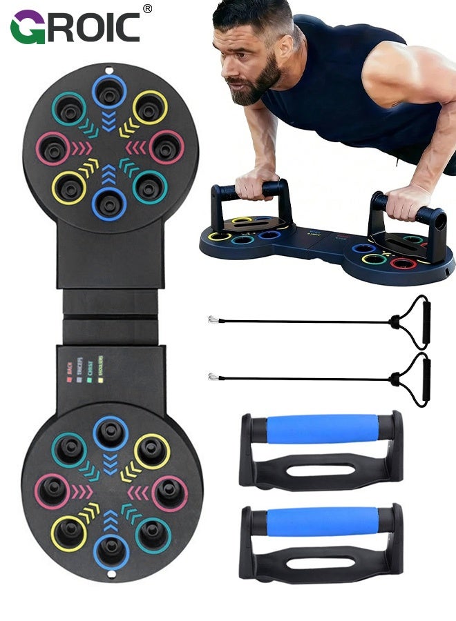 GROIC Multifunctional Push-Up Board with Resistance Bands & Handles – Fitness Board Home Gym Equipment for Chest, Shoulders, Back & Triceps Training - Image 1