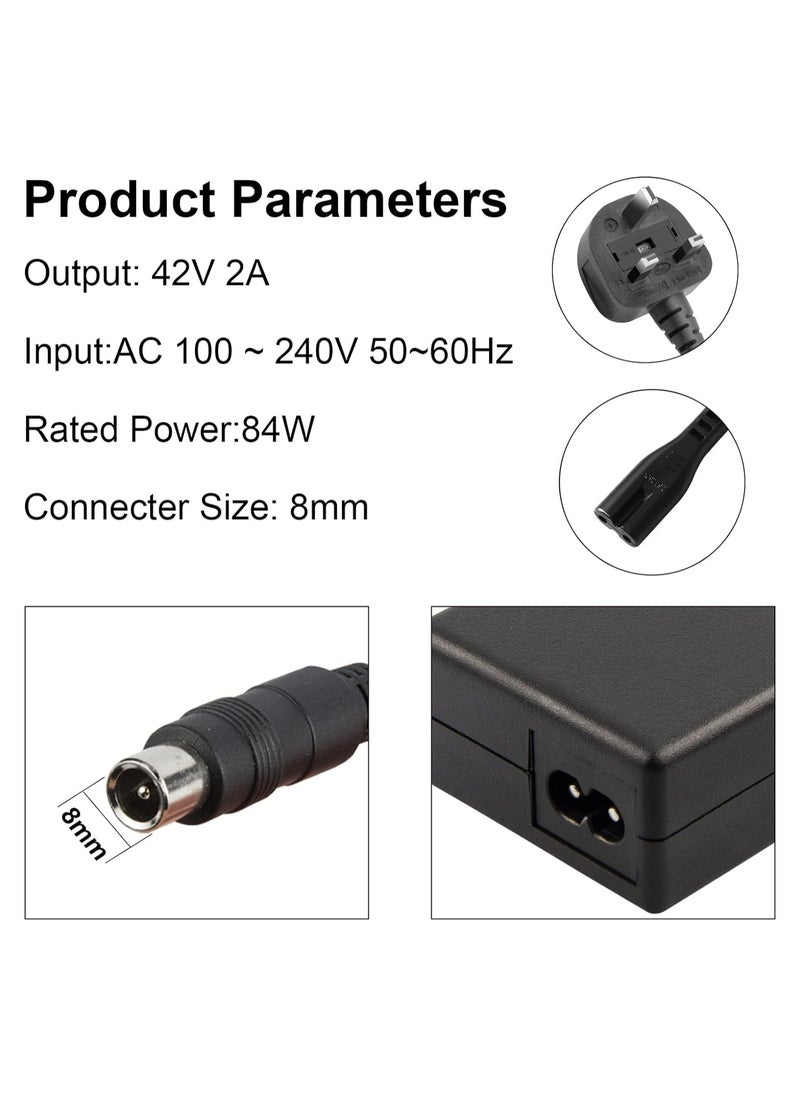 TLAXCA 42V 2A Electric Scooter Charger for Xiaomi M365, Pro, Pro 2, Mi 3, 1s, Segway Ninebot Scooter G30 ES1 ES2 ES3 ES4 E22E E25E E45E, 36V Battery Charger for Aovo, Bird, Lime, Spin, Skip  - Image 3