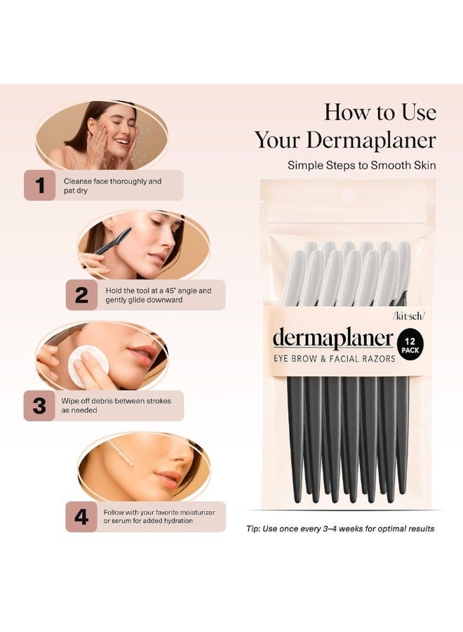 Kitsch Dermaplaning Pro Blades Facial Razors for Women & Men, 12-Pack, Black - Image 5
