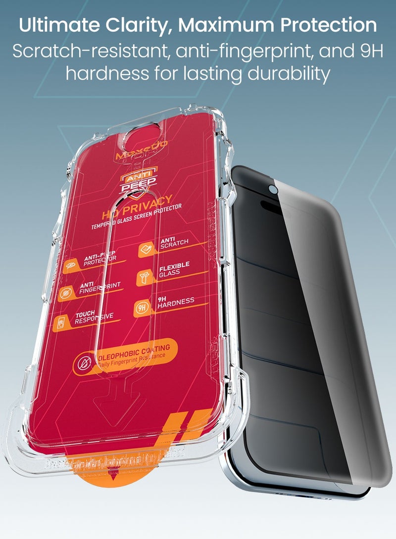 Moxedo Ultra Shield Premium Tempered Glass Screen Protector 9H Hardness Privacy for  iPhone 17 Air 6.5-inch 2025  Full Coverage Anti-Spy Protection with Auto-Align Easy Applicator - Image 2