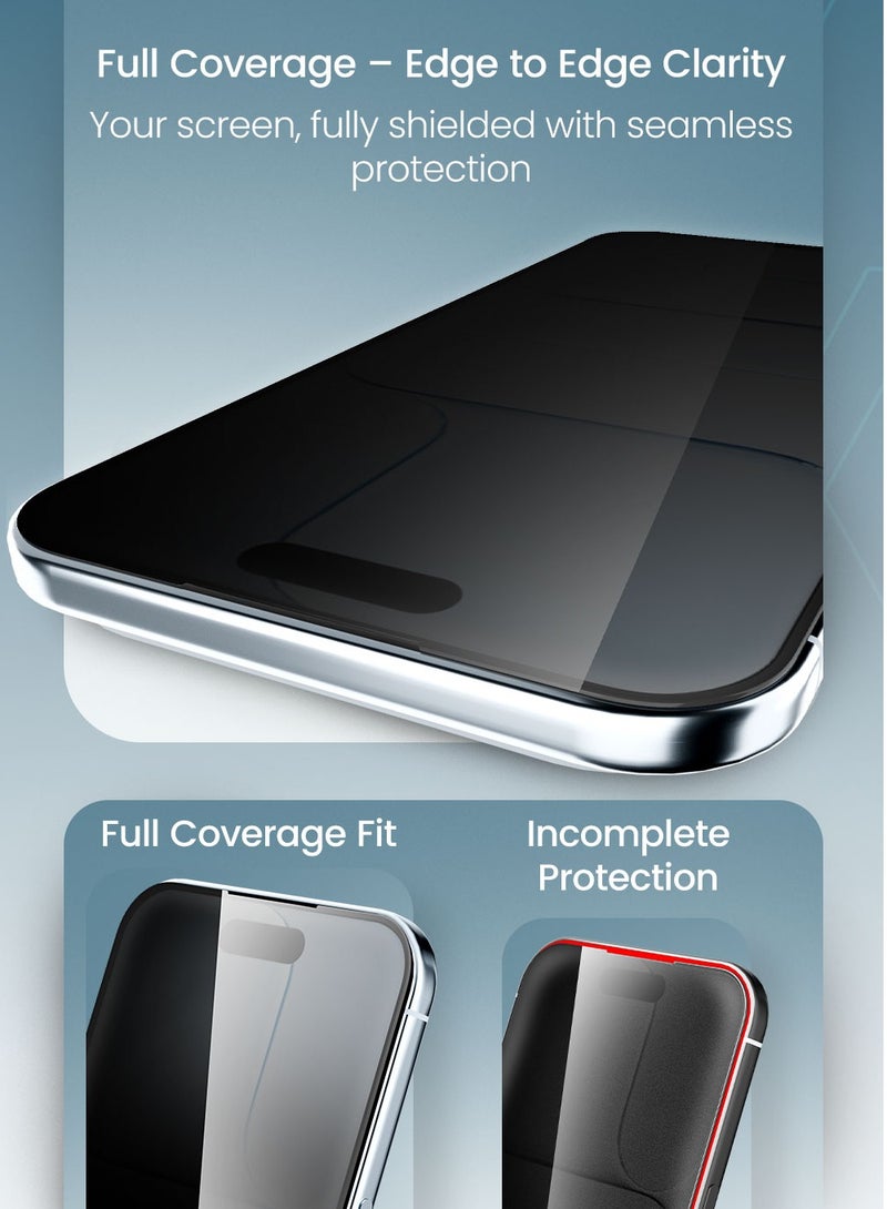 Moxedo Ultra Shield Premium Tempered Glass Screen Protector 9H Hardness Privacy for  iPhone 17 Air 6.5-inch 2025  Full Coverage Anti-Spy Protection with Auto-Align Easy Applicator - Image 3