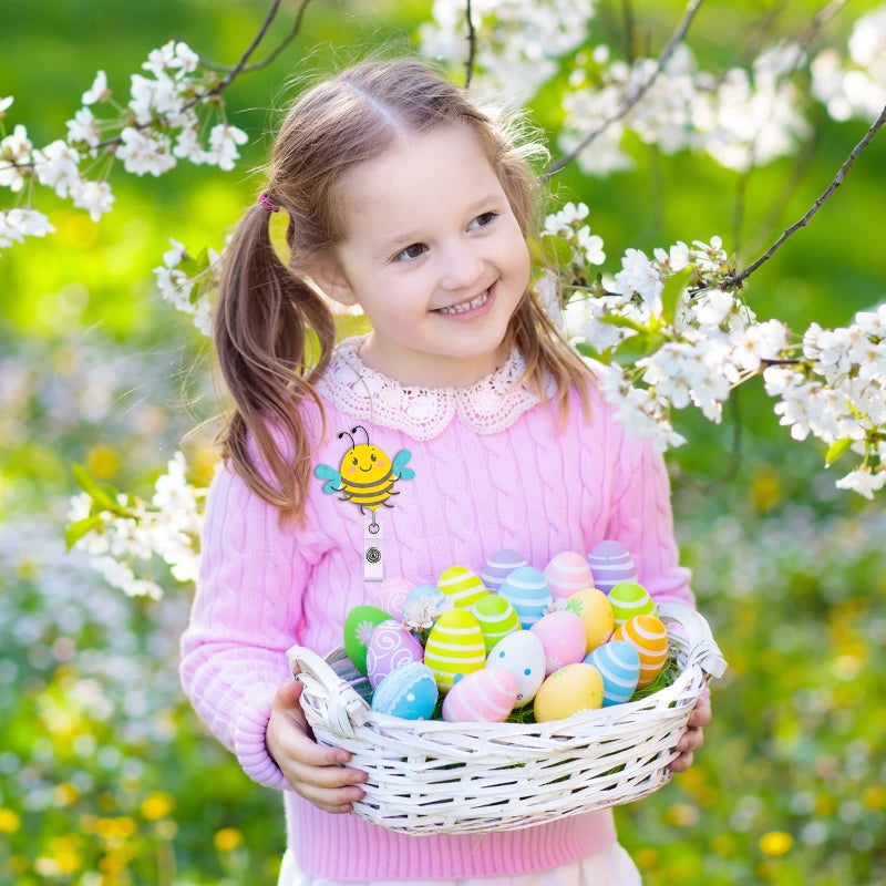 Sinmoe 12 Pcs Easter Badge Reels Retractable Felt Spring Badge Reel with Alligator Swivel Clips Cute Bunny Egg Nurse Reel Holder for Easter Spring Party Decor Volunteer Office Student Teacher Nurse Gift - Image 5