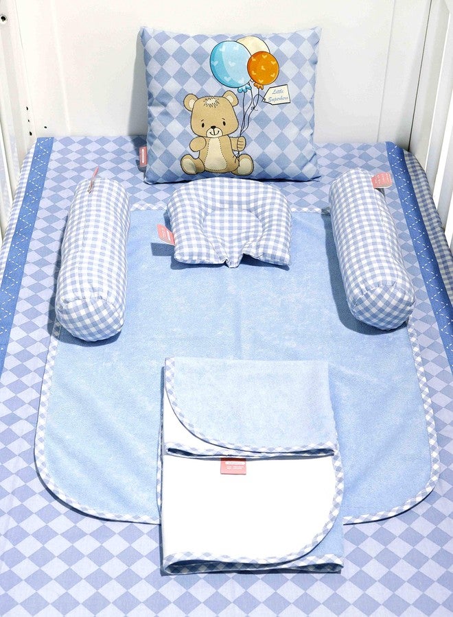 Infantso Super Soft Cotton Baby Crib Bedding Set for Newborns & Infants (Blue, Set of 8) - Image 4