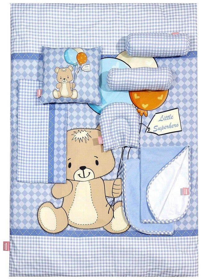 Infantso Super Soft Cotton Baby Crib Bedding Set for Newborns & Infants (Blue, Set of 8) - Image 3