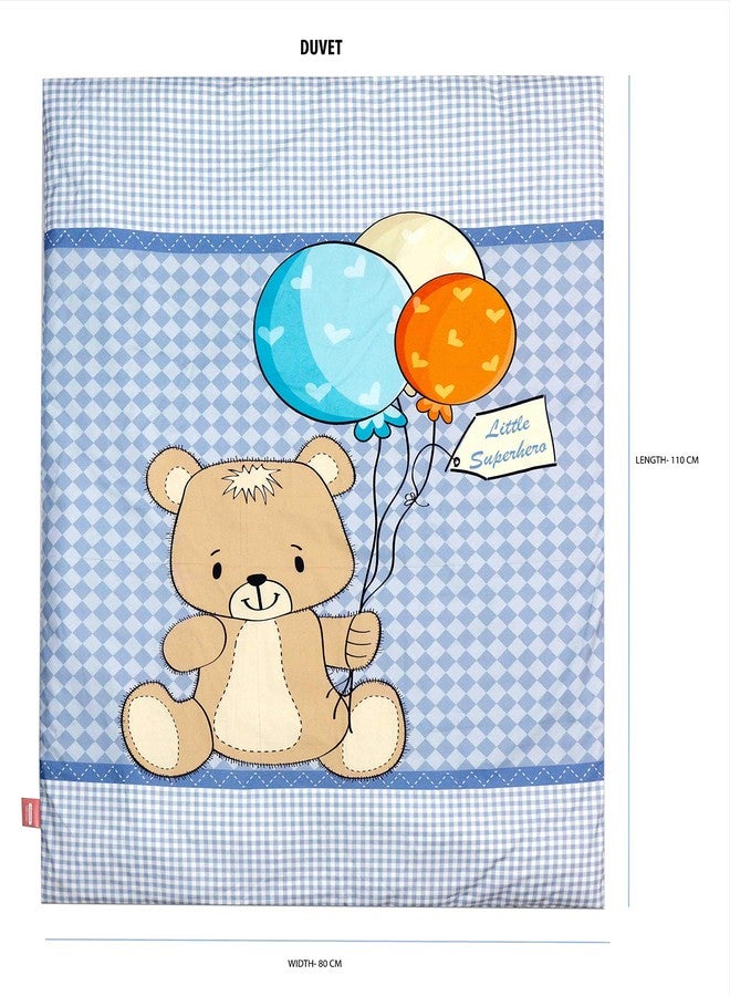 Infantso Super Soft Cotton Baby Crib Bedding Set for Newborns & Infants (Blue, Set of 8) - Image 5