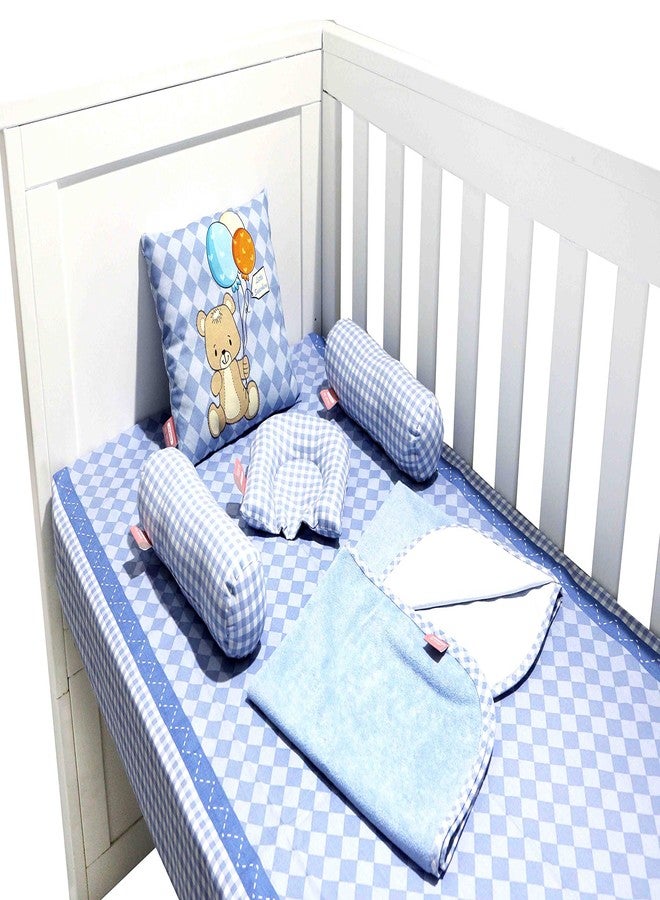 Infantso Super Soft Cotton Baby Crib Bedding Set for Newborns & Infants (Blue, Set of 8) - Image 2
