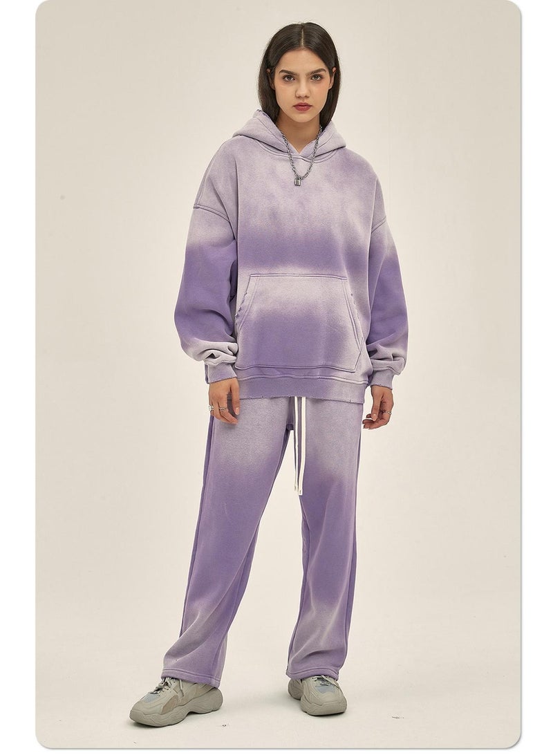 NIBEMINENT Autumn and Winter Washing Spray Dyeing Baggy Hoodies Distressed Hip Hop Gradient Men's and Women's  Hooded Sweatshirts - Image 2