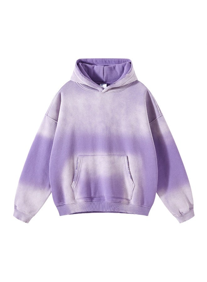 NIBEMINENT Autumn and Winter Washing Spray Dyeing Baggy Hoodies Distressed Hip Hop Gradient Men's and Women's  Hooded Sweatshirts - Image 1