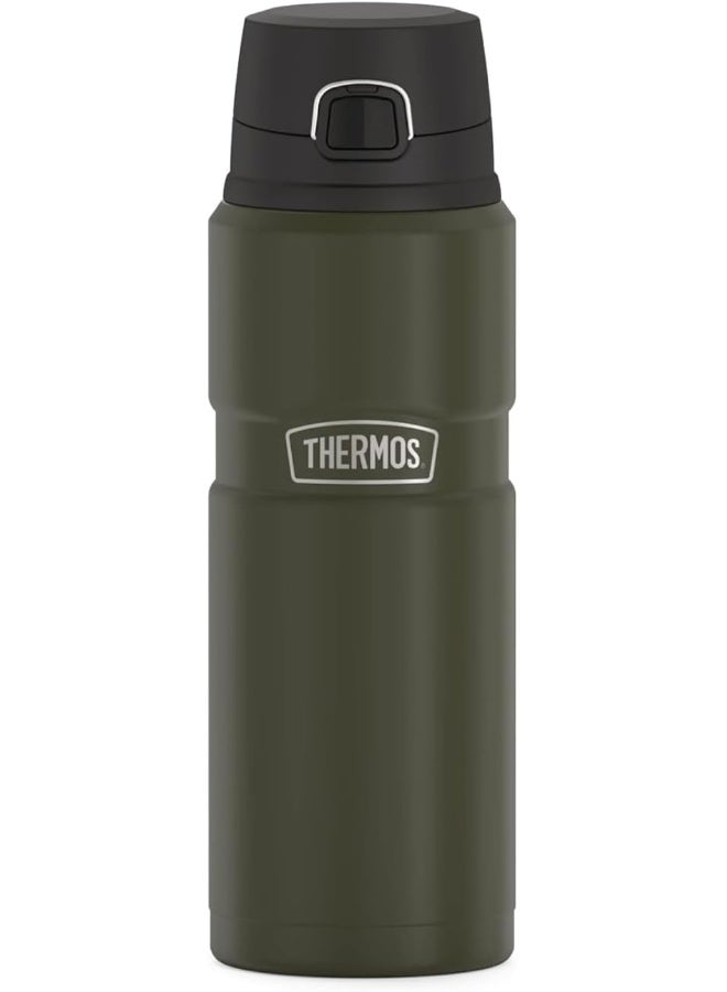 THERMOS زجاجة حرارية من الفولاذ المقاوم للصدأ معزولة بالفراغ باللون الأخضر العسكري سعة 710 مل - Image 1