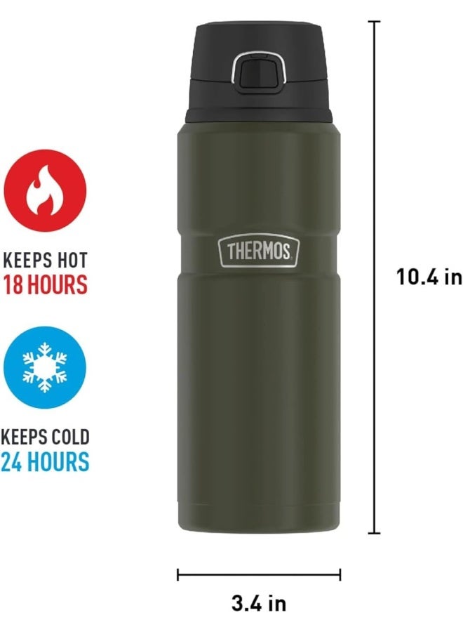 Thermos Stainless Steel Vacuum Insulated Army Green Bottle 710ML - Image 5