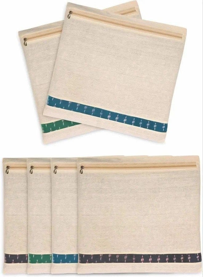 NETZILLA Cotton Saree Bags/Covers for Storage, Big Size Single (16 X 14 Inches) with Zip Closure for Clothes Bags and Wardrobe Organizer with Transparent Mesh Window, Beige - Image 4