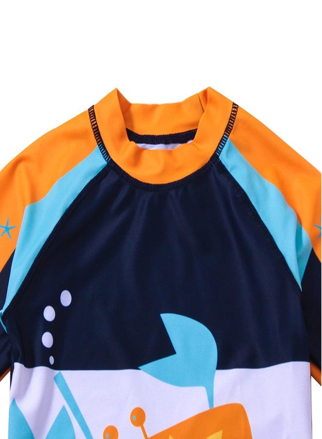 YAGATA Toddler Swimsuit Boy 3 Piece Boys Swim Set Short Sleeve Boys Swim Shirt Boy Swim Trunks Rash Guard Bathing Suits Crabs 4-5T XL - Image 4