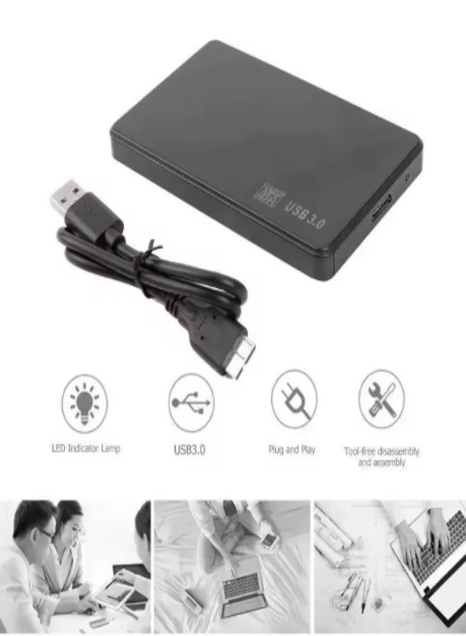 علبة محرك أقراص صلبة خارجية مقاس 2.5 بوصة بمنفذ USB 3.0، محول محرك أقراص صلبة SATA مقاس 2.5 بوصة إلى محرك أقراص صلبة SSD بمنفذ USB 3.0 مع كابل، لون أسود - Image 3