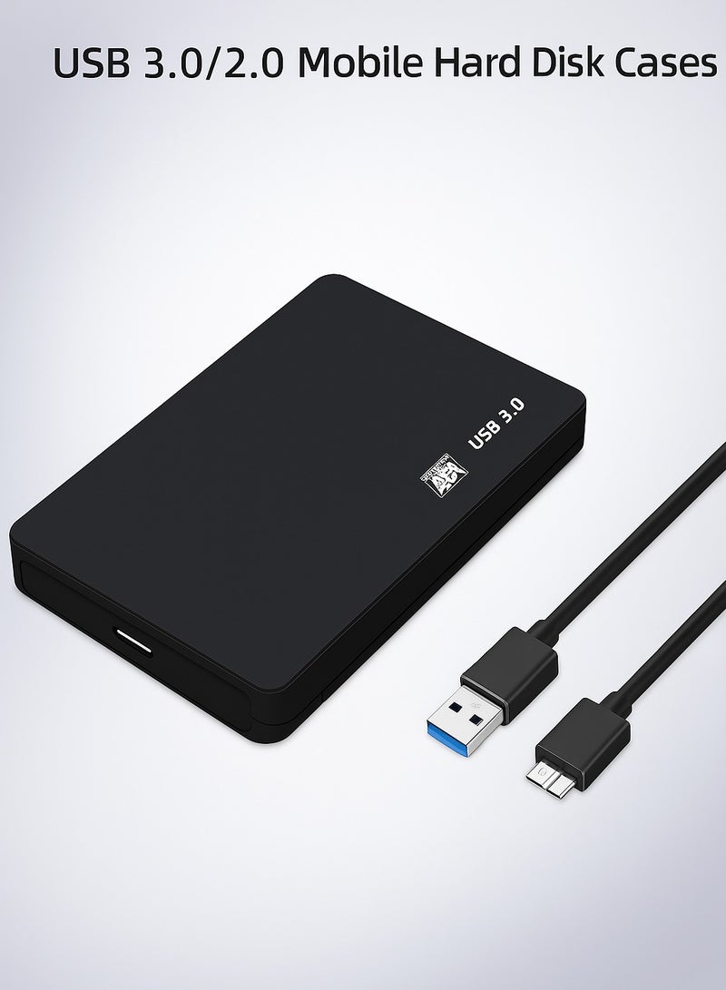 علبة محرك أقراص صلبة خارجية مقاس 2.5 بوصة بمنفذ USB 3.0، محول محرك أقراص صلبة SATA مقاس 2.5 بوصة إلى محرك أقراص صلبة SSD بمنفذ USB 3.0 مع كابل، لون أسود - Image 1