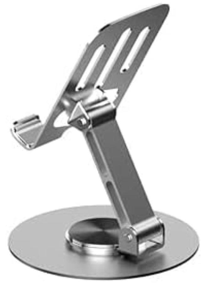 حامل هاتف محمول K13 مكتبي من الألومنيوم بتصميم قابل للطي والدوران بزاوية 360 درجة،  (رمادي) - Image 4