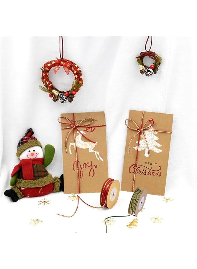 The Bros Christmas Ribbons 2mm Width Metallic Gift Wrapping Thread 2 Roll Xmas Tree Trim Garland Rope Red Green Glitter String Cord Twine for Holiday Xmas DIY Ornament - Image 2