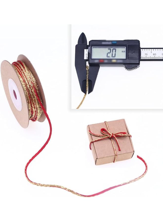 The Bros Christmas Ribbons 2mm Width Metallic Gift Wrapping Thread 2 Roll Xmas Tree Trim Garland Rope Red Green Glitter String Cord Twine for Holiday Xmas DIY Ornament - Image 3