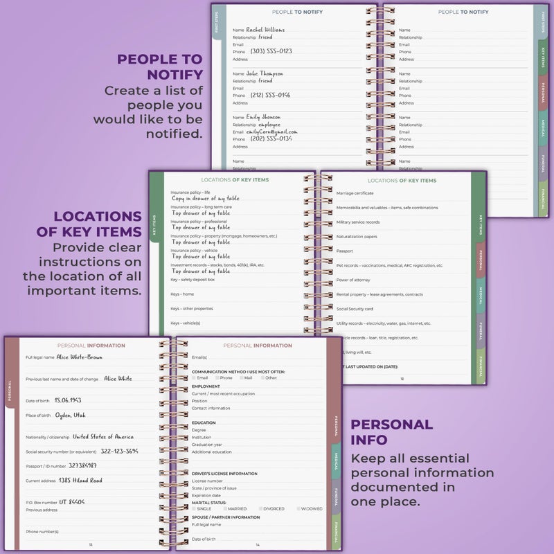 Clever Fox When I Die Planner With Pockets for Documents â€“ End-of-Life Organizer Binder for Important Personal Info & Final Wishes (Purple) - Image 3