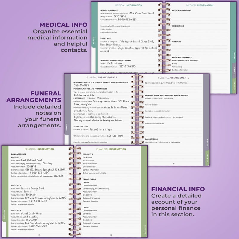 Clever Fox When I Die Planner With Pockets for Documents â€“ End-of-Life Organizer Binder for Important Personal Info & Final Wishes (Purple) - Image 4