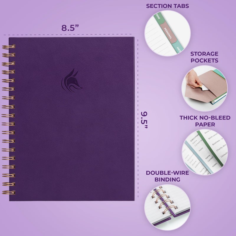 Clever Fox When I Die Planner With Pockets for Documents â€“ End-of-Life Organizer Binder for Important Personal Info & Final Wishes (Purple) - Image 2