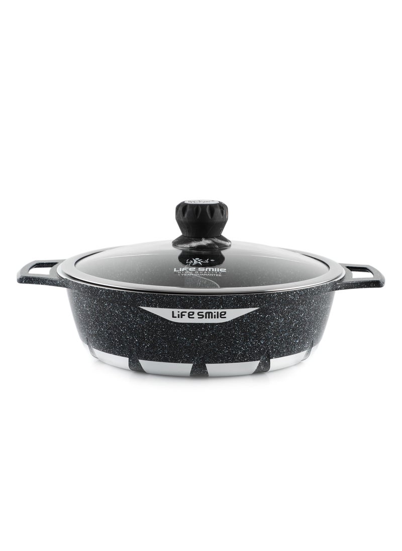 Life Smile Shabu Shabu Pot with Lid Non Stick Granite Coating Shabu Shabu Hot Pot with Divider - 28 CM  - Image 1