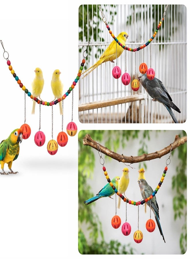 Smiling Pets Smiling Colorful Hanging Bird Swing Toy with 5 Balls Bell Beads Rope | 20.5 Inch Cage Swing Perch for Parrot Budgie Cockatiel Lovebird Finch Canary | Play Exercise Chew Accessory - Image 3