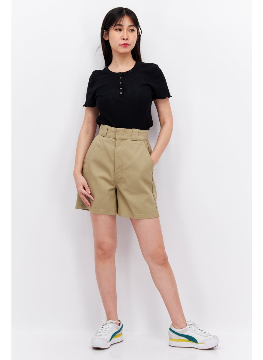 Dickies شورت نسائي سادة أساسي، كاكي  - Image 4