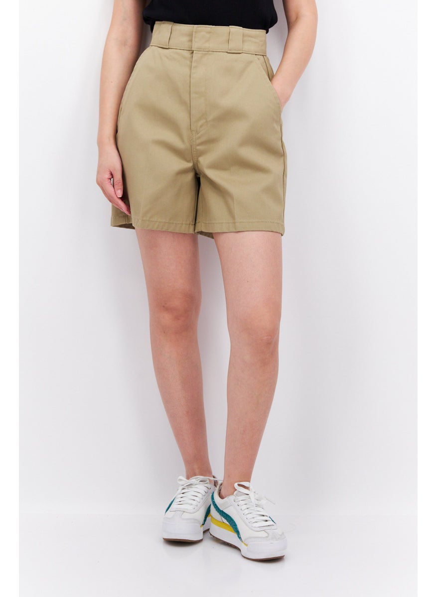 Dickies شورت نسائي سادة أساسي، كاكي  - Image 1