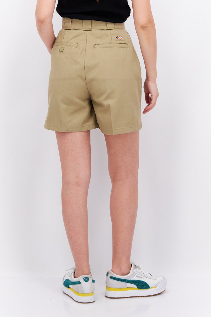 Dickies Women Solid Basic Shorts, Khaki - Image 2