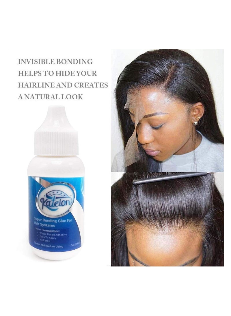 KASTWAVE غراء باروكة للأشرطة الأمامية، غراء ربط باروكة غير مرئي، غراء باروكة أمامية مقاوم للماء لتأمين وثبات طبيعي، لاصق شفاف لاستبدال الشعر - 38مل*2 - Image 2