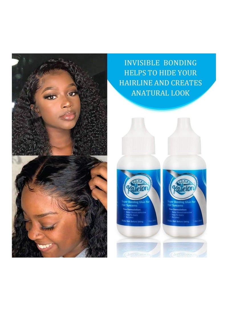 KASTWAVE غراء باروكة للأشرطة الأمامية، غراء ربط باروكة غير مرئي، غراء باروكة أمامية مقاوم للماء لتأمين وثبات طبيعي، لاصق شفاف لاستبدال الشعر - 38مل*2 - Image 3