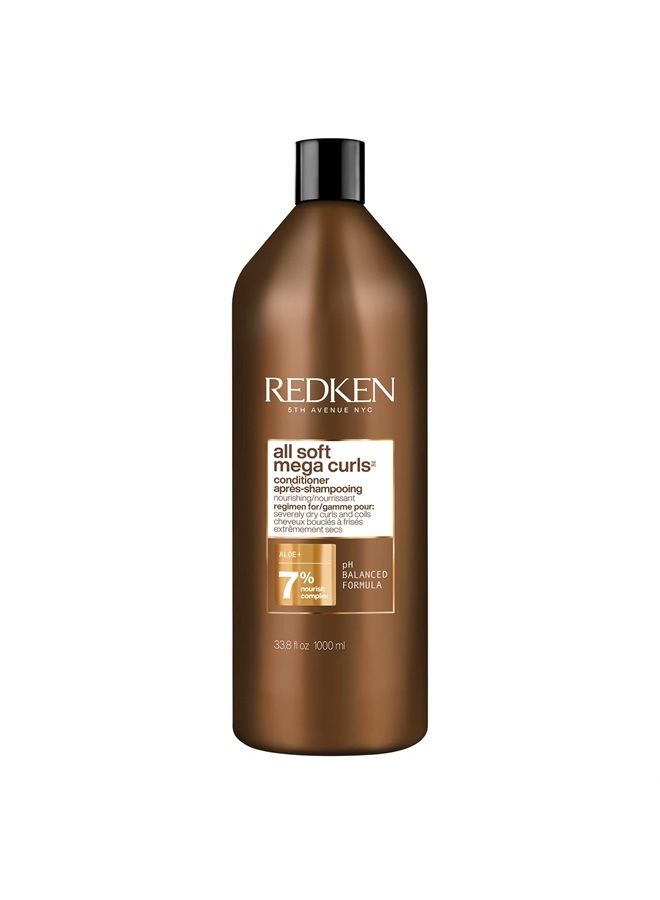 REDKEN بلسم ريدكن أول سوفت ميغا كيرلز | للشعر الجاف جداً | للشعر المجعد والمجعد | يغذي وينعم الشعر الجاف بشدة | مع الألوة فيرا | 33.8 أونصة سائلة - Image 1
