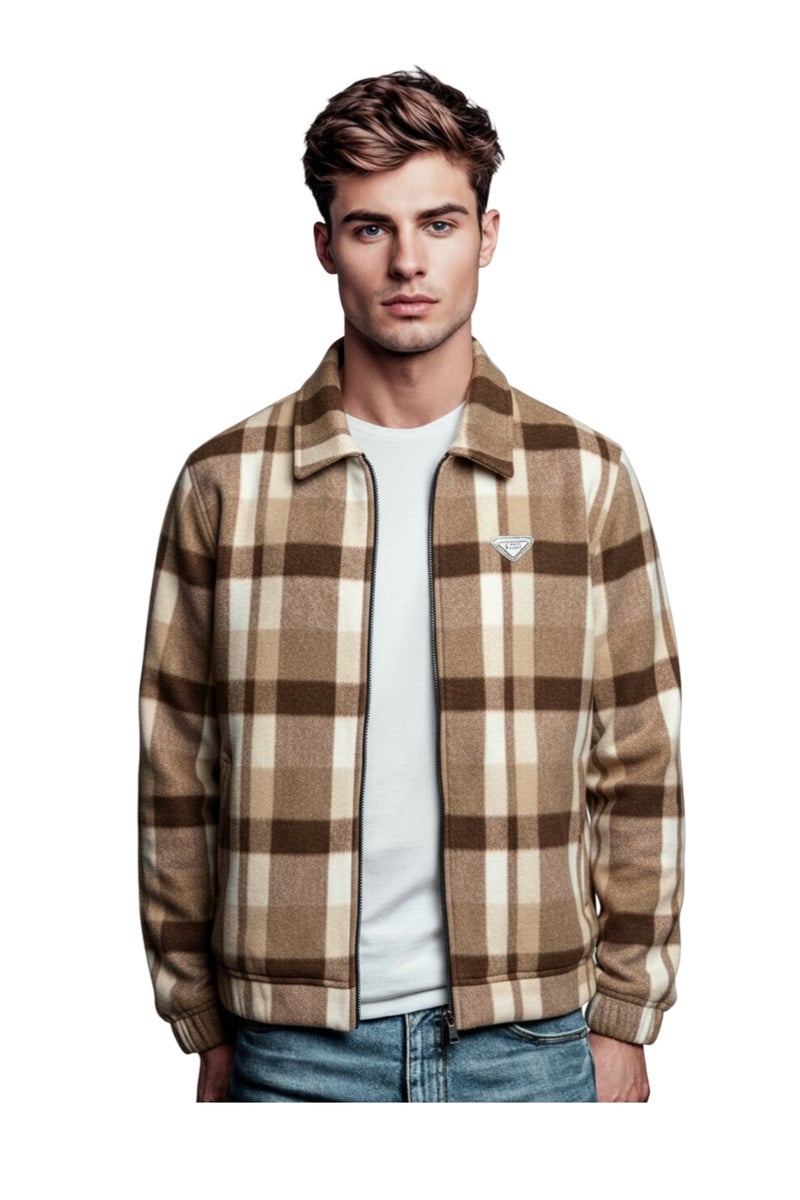 WHITE RABBIT Men’s Plaid Wool Blend Zip Jacket - Image 1