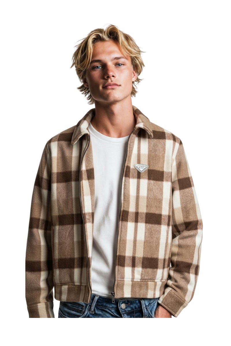 WHITE RABBIT Men’s Plaid Wool Blend Zip Jacket - Image 2