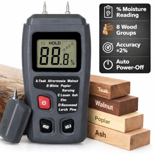 LABART Digital Wood Moisture Meter Handheld Damp Meter Digital Wall Moisture Detector Paper Humidity Tester Humidity Measuring with HD LCD for Wood Firewood Cardboard Paper Corrugated Box - Image 2