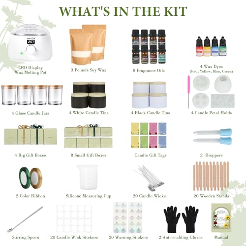 SAEUYVB Candle Making Kit,Candle Making Kit for Adults & Beginners - DIY Starter Soy Candle Making Supplies with Digital Wax Warmer,Soy Wax Etc-Perfect Home Craft & Gift Idea - Image 2