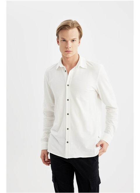 Man Regular Fit Woven Long Sleeve Shirt