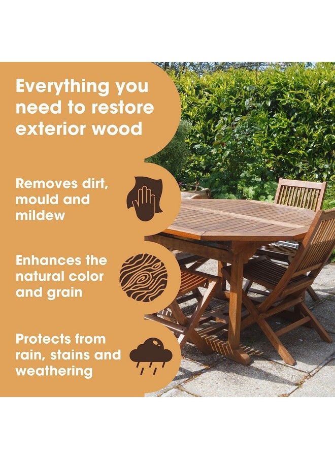 Furniture Clinic - Furniture Clinic Garden Furniture Restoration Kit | For Outdoor Wood Patio Furniture Such as Teak & Other Wood Types | Clean, Brighten, Nourish, & Protect Treated and Untreated Wood - Image 1