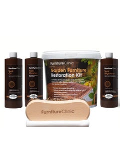 Furniture Clinic Garden Furniture Restoration Kit | For Outdoor Wood Patio Furniture Such as Teak & Other Wood Types | Clean, Brighten, Nourish, & Protect Treated and Untreated Wood