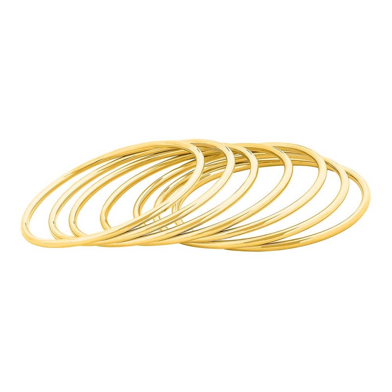 Edforce Stainless Steel Glossy Thin Round Bangle Bracelet Set for Women, Set of 7 (Gold, 8.5) - Image 2