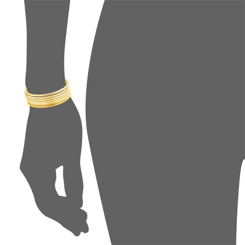 Edforce Stainless Steel Glossy Thin Round Bangle Bracelet Set for Women, Set of 7 (Gold, 8.5) - Image 5