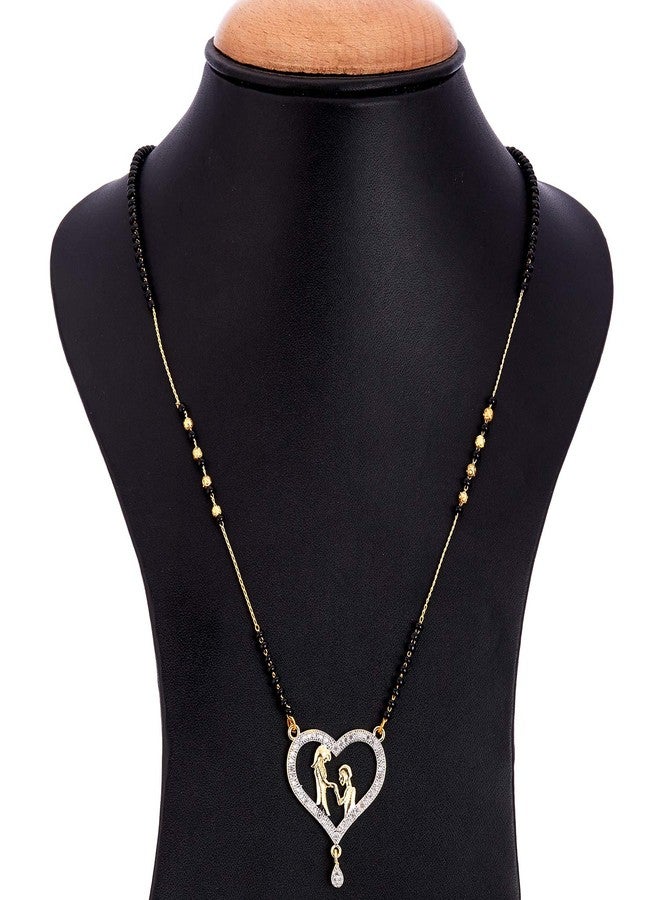 KENNICE Mangalsutra Zinc Alloy Designer Gold-Plated Love Heart Shaped Tanmaniya Nallapusalu Jewellery For Women - Image 2