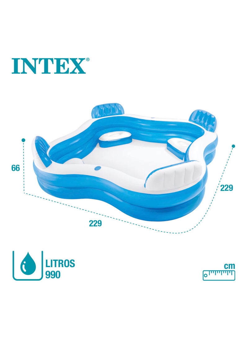 INTEX Family Lounge Swimming Pool for 4 Persons with Backrests for Adults or Children Ages 3+ 66x229x229cm - Image 2